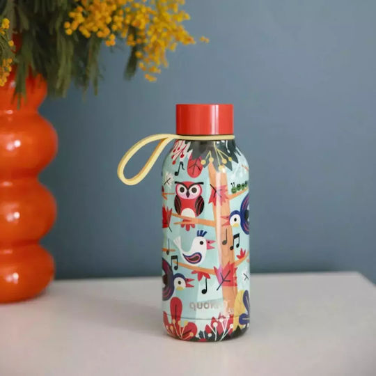 Quokka Kids Water Bottle Thermos Stainless Steel with Screw Cap Non Spill Birds 330ml