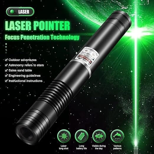 Efect 3D Laser Portabil Reîncărcabil Încărcare USB Carcasă Metalică 5 Capete Interșchimbabile Lumină Verde Blocare Deblocare Cheie Negru