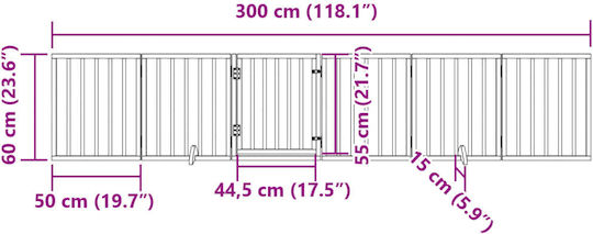 Dog Gate Foldable 6 Panels 300cm Poplar Wood Natural 352173