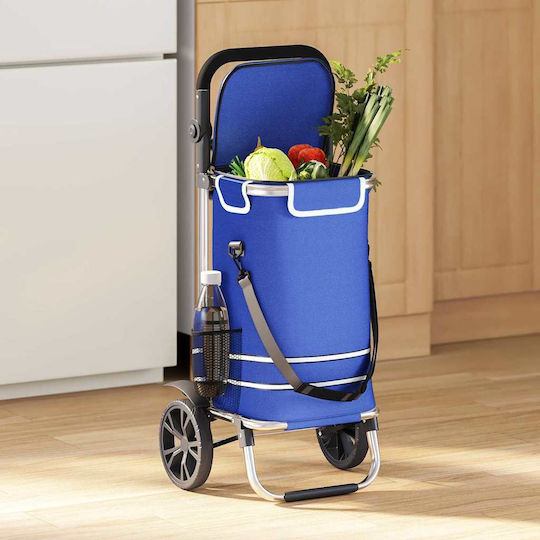 Stoff Einkaufswagen Klappbar Blau 21x21x100.5cm