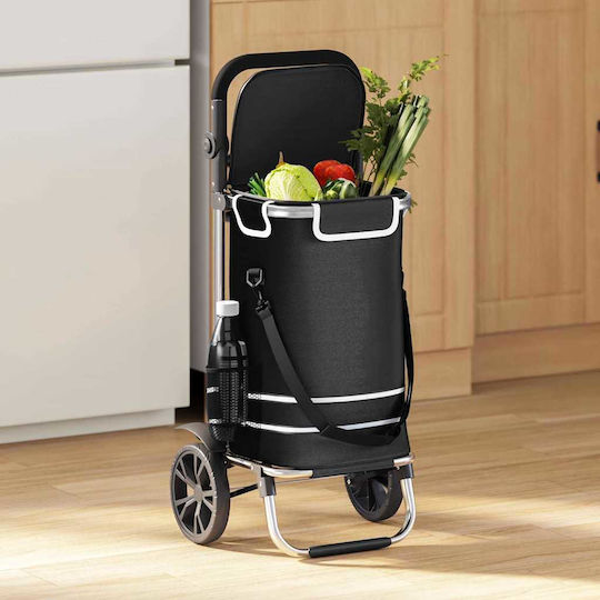 Stoff Einkaufswagen Klappbar Schwarz 21x21x100.5cm