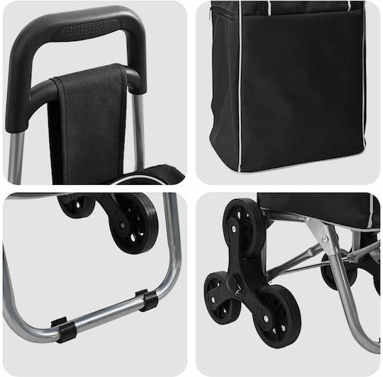 Stoff Einkaufswagen Klappbar Schwarz 33x36x30cm