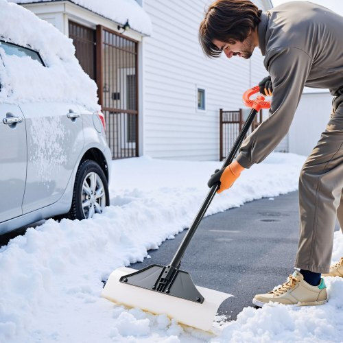 Vevor Plastic Snow Pusher Shovel 24in Heavy Duty Winter Snow Plow Driveway
