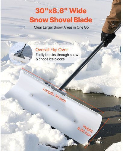 Vevor Plastic Snow Pusher Shovel 30in Heavy Duty Winter Snow Plow Driveway