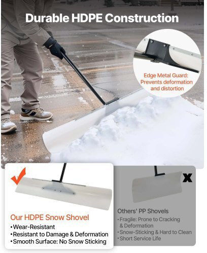 Vevor Plastic Snow Pusher Shovel 48in Heavy Duty Winter Snow Plow Driveway