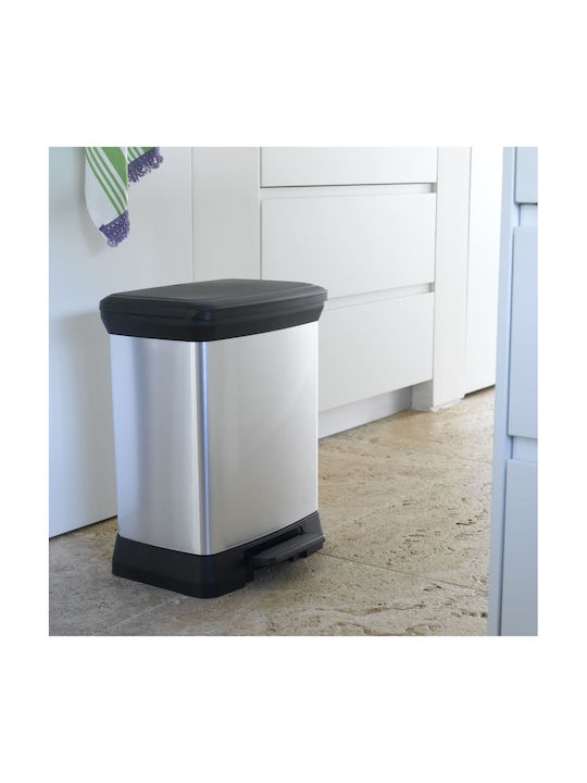 Curver Waste Bin Recycling Plastic with Pedal Silver 30lt 1pcs