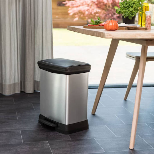 Curver Recycling Waste Bin Plastic with Pedal Silver 30lt