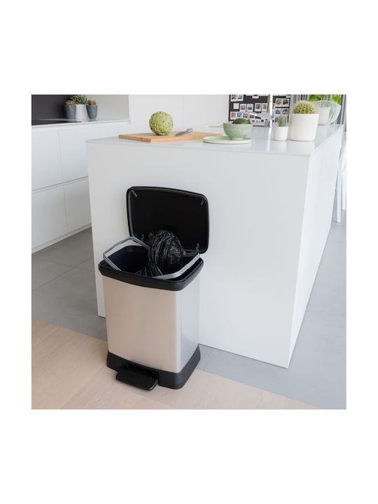 Curver Waste Bin Recycling Plastic with Pedal Silver 30lt 1pcs