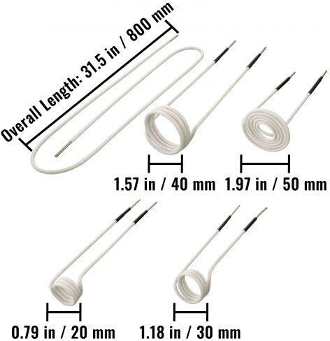 Vevor Induction Heater Coil Kit 8pcs Most Used Induction Heater Coils Varying Lengths Heat Resistant Induction Heater Tool Flexibility Long Lifespan Removing Rusty Bolts Nuts