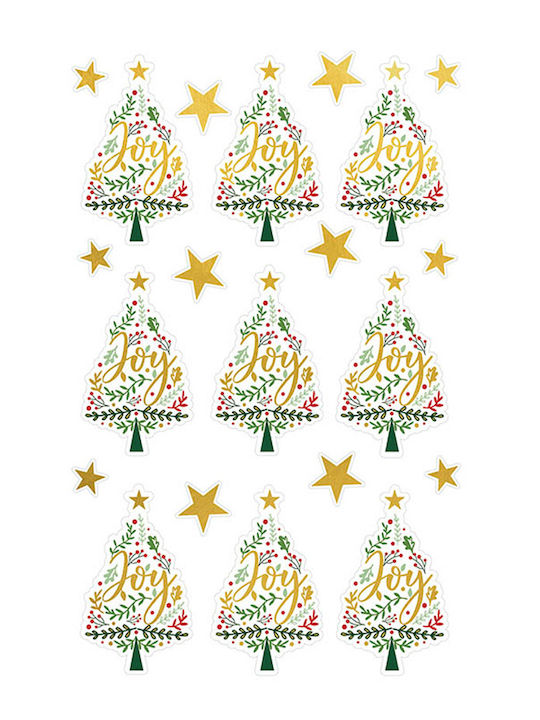 BSB Χριστουγεννιάτικα Aufkleber mit Design Δέντρου CHRISTMAS BSB GLITTER TREES 7.8x12.5cm.