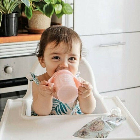 Twistshake Mini Cup Εκπαιδευτικό Μπιμπερό Σιλικόνης με Λαβές Ροζ για 4m+ 230ml