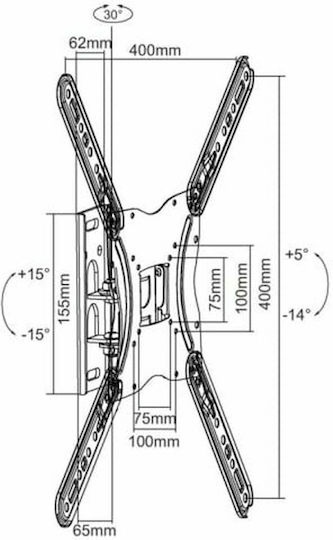 Equip 650405 Articulating Βάση Τηλεόρασης Τοίχου έως 55" και 30kg