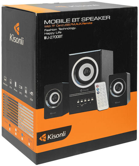 Kisonli U-2700BT 2.1 Speakers with Bluetooth 11W Black