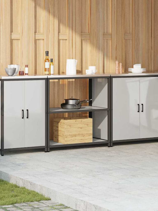 Vidaxl Σετ Αποθήκευσης Κουζίνας Ράφι Άλλο 3 Pcs Ασημί 210 X 50 X 92 Εκ