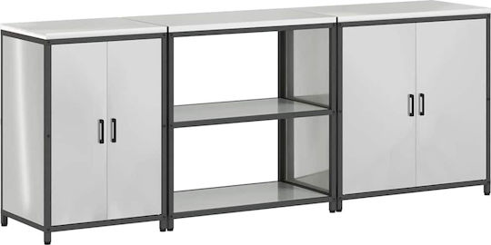 Vidaxl Kitchen Storage Set Rack Other 3 Pcs Silver 210 x 50 x 92 cm