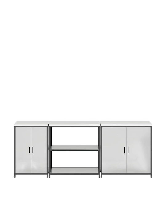Vidaxl Σετ Αποθήκευσης Κουζίνας Ράφι Άλλο 3 Pcs Ασημί 210 X 50 X 92 Εκ