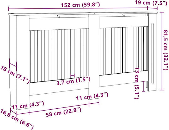 Vidaxl Καπάκι Καλοριφέρ 2 Pcs Γκρι 152 X 19 X 81.5 Cm