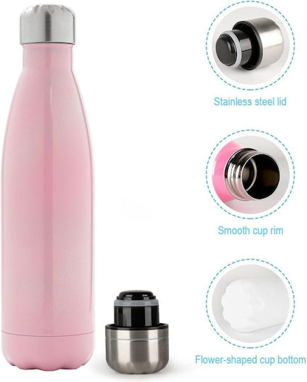 Huntrix K-pop Series Metal Thermos Bottle Pink Iridescent Stainless Steel Double-Walled 500ml