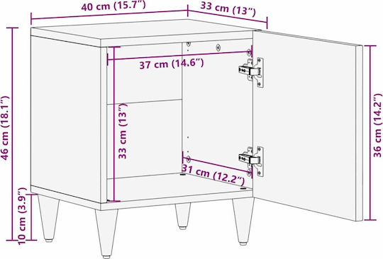 Bedside Tables Made of Solid Mango Wood 2 Pieces 40x33x46cm