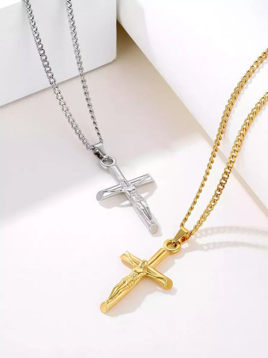 Legend Accessories Men's Cross with the Crucified from Steel with Chain
