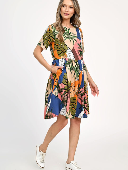 Rochie De Vară Pentru Femei Midi Tropical V343