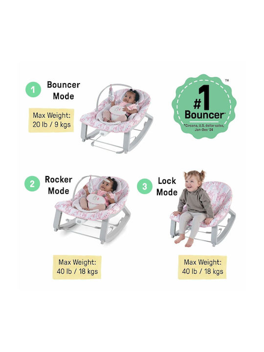 Ingenuity Elektrisch Baby Relax Schaukel mit Vibration Rosa für Kind bis 18kg