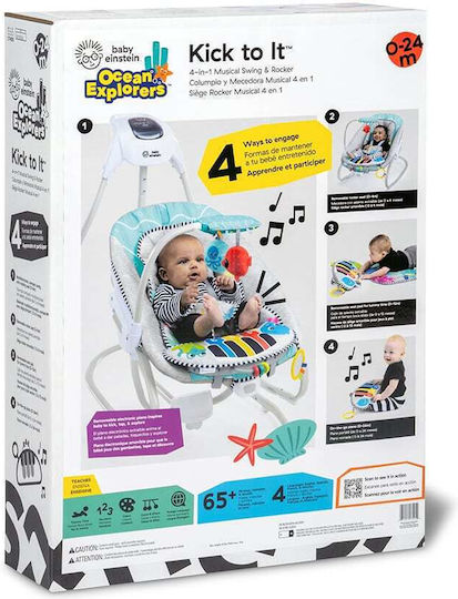 Baby Einstein Electric Baby Relax Swing Kick to It 4-in-1 with Music and Vibration Gray for Child up to 9kg