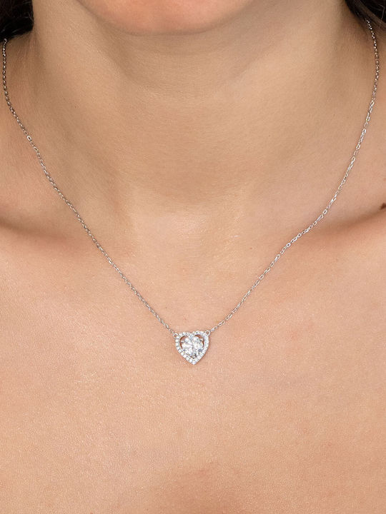 Kiriakos Gofas Necklace with design Heart from Silver