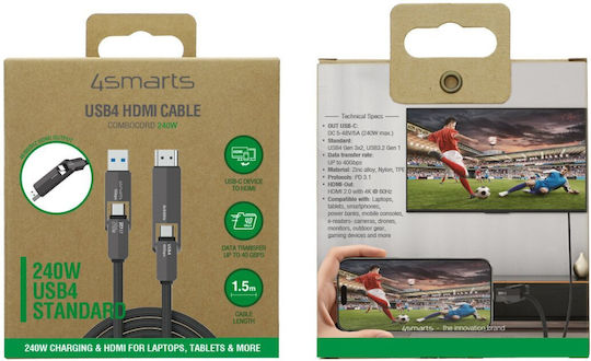 4Smarts HDMI 2.1 Ultra High Speed 48Gbps 4K 120Hz HDR VRR Cable HDMI male - HDMI male 1.5m Μαύρο