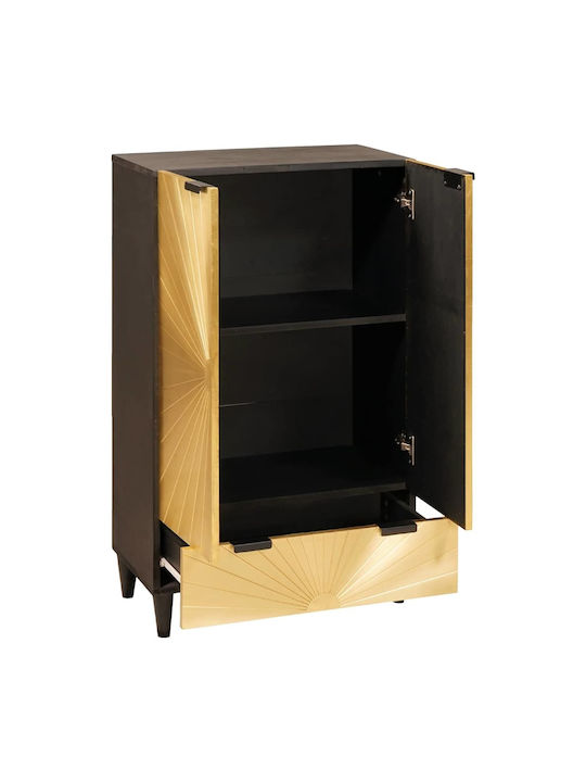 Sideboard Wooden with Drawers Black, Gold 60x33.5x100cm