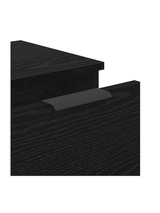 Sideboard Wooden with Drawers Black Oak 121x30x70cm