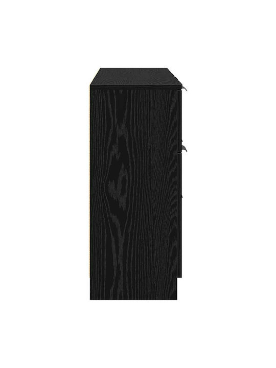 Sideboard Wooden with Drawers Black Oak 121x30x70cm