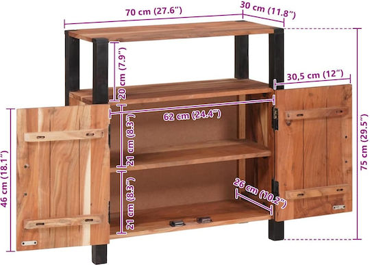Μπουφές από Μασίφ Ξύλο Καφέ 70x30x75cm