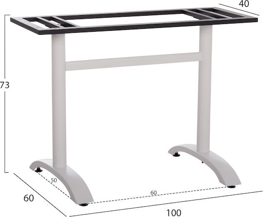 HomeMarkt Metallic Table Stand for Table / Office with Adjustable White 6x6x73cm