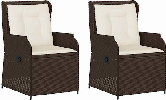 Outdoor-Stuhl Rattan Garten Coffee mit Kissen 2Stück 55x67x95εκ.