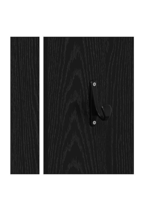 Entry Furniture with Mirror / Hanger & Bench Black Oak 80x31x40cm