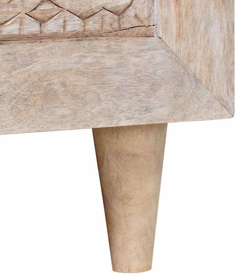 Rectangular Central Coffee Table Made of Solid Wood with Drawers White M80xW54xH40cm