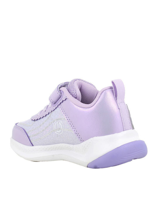 Παιδικά Sneakers Ανατομικά με Σκρατς & Φωτάκια Μωβ