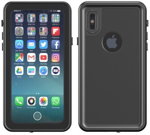 Redpepper Shockproof Waterproof 360 Full Cover Πλαστικό Αδιάβροχο Μαύρο (iPhone X / Xs)