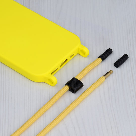 Techsuit Lanyard Back Cover Silicone with Strap Yellow (iPhone 15 Plus)