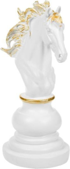Tischdekoration Schachfigur Pferd Weiß Goldene Details 10x25.5cm Tischdekoration Schachfigur Pferd Weiß Goldene Details 10x25.5cm