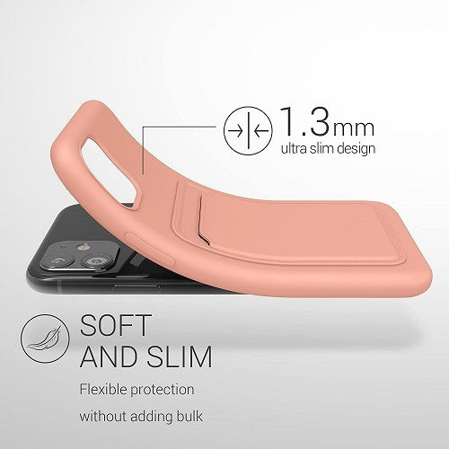 Forcell Card Back Cover Σιλικόνης με Υποδοχή για Κάρτες Κοραλί (iPhone 13 Pro)