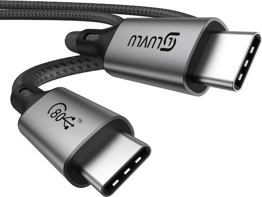 Luvlu Braided / Regular USB 4 Video Cable USB-C male - USB-C 240W Μαύρο 1m