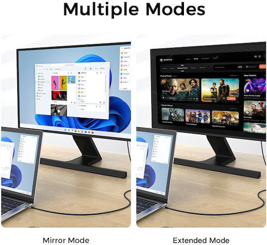 Luvlu Braided / Regular USB 4 Video Cable USB-C male - USB-C 240W Μαύρο 1m