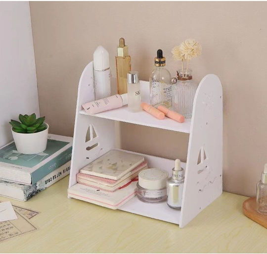 Small-sized Desk Shelf 2 Compartments Made Mdf Easy To Assemble White