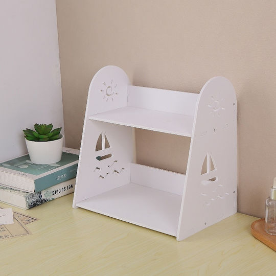 Small-sized Desk Shelf 2 Compartments Made Mdf Easy To Assemble White