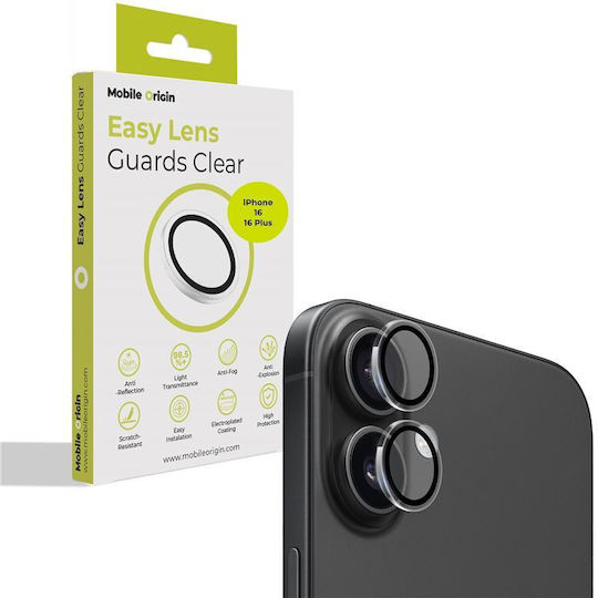 Mobile Origin Camera Protection Tempered Glass Transparent for the iPhone 16, iPhone 16 Plus