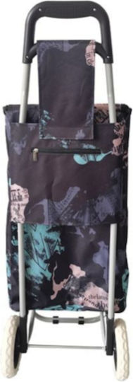 Stoff Einkaufswagen Klappbar Schwarz 34x28x96cm