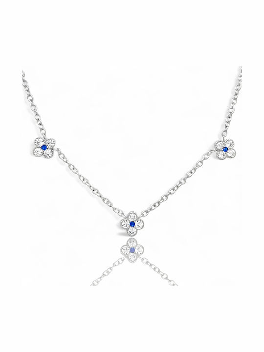 Xryseio with design Flower from Silver with Zircon