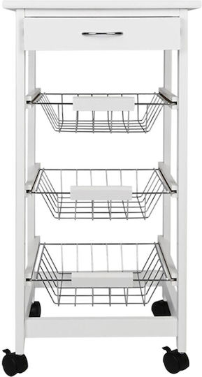 Bakaji Rack de bucătărie Lemn Albă 37x37x82cm